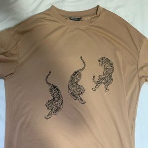 Tan Tiger Oversized Graphic Tee
